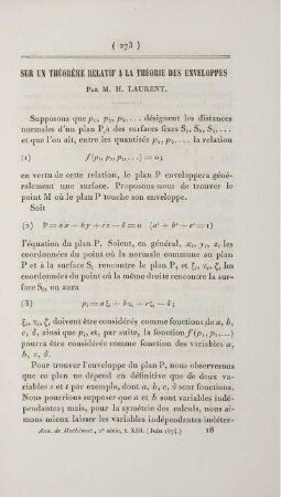 Sur un théorème relatif a la théorie des enveloppes.