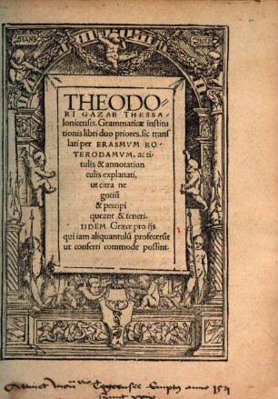 Theodori Gazae Thessalonicensis, Grammaticae institutionis libri duo priores