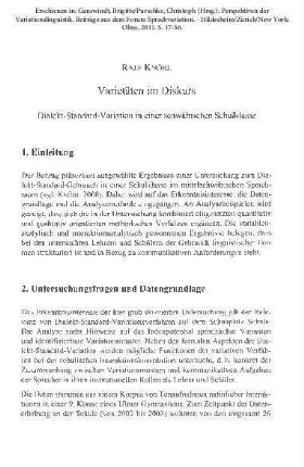 Varietäten im Diskurs