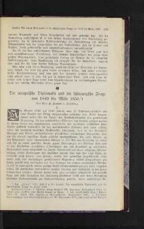 Die europäische Diplomatie und die Schleswigsche Frage von 1949 bis Mitte 1850.