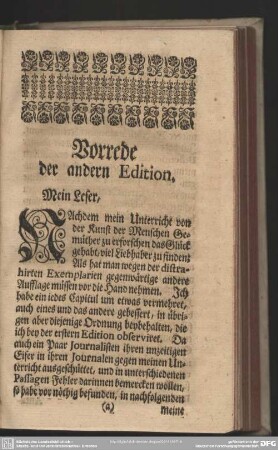 Vorrede der andern Edition