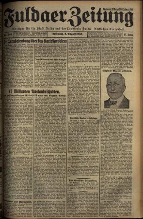 Erste Ausgabe vom Mittwoch, den 06. August 1930.