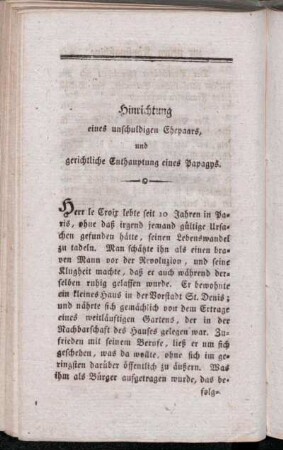 Hinrichtung eines unschuldigen Ehepaars, und gerichtiliche Enthauptung eine Papagys
