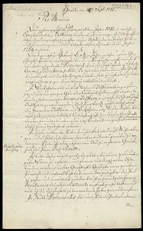Brief von Friedrich August von Veltheim an Rudolf Erich Raspe