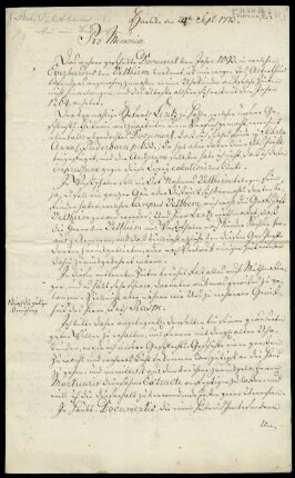 Brief von Friedrich August von Veltheim an Rudolf Erich Raspe