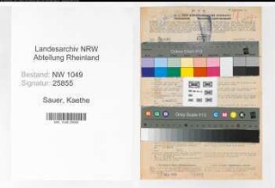 Entnazifizierung Kaethe Sauer , geb. 26.07.1895 (Postsekretaerin)