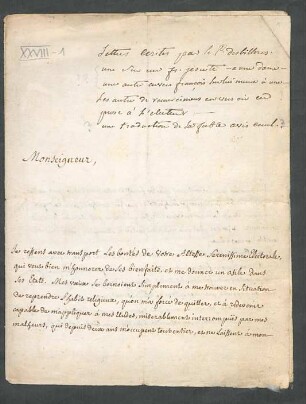 [Brief von François-Joseph Terrasse Desbillons an Kurfürst Karl Theodor]