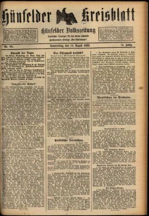 Ausgabe vom Donnerstag, den 19. August 1926.