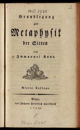 Grundlegung zur Metaphysik der Sitten