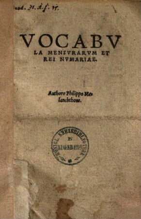 Vocabula mensurarum et rei numariae