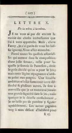 Lettre X. De la même à la même.