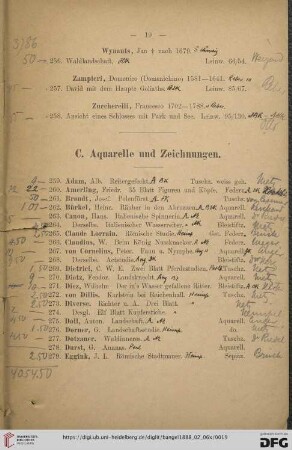 C. Aquarelle und Zeichnungen (Nr. 259- 415)
