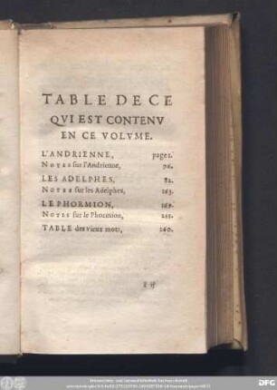 Table De Ce Qui Est Contenu En Ce Volume.