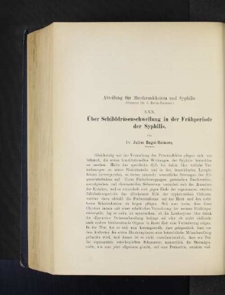 Abteilung für Hautkrankheiten und Syphilis.