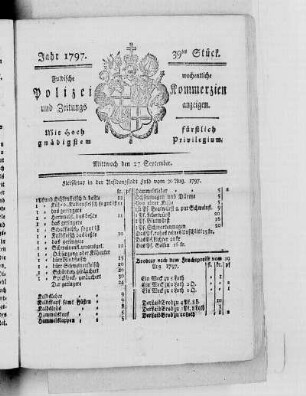 39tes Stück, Ausgabe vom 27. September 1797