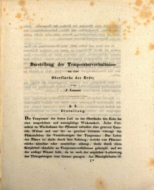 Darstellung der Temperaturverhältnisse an der Oberfläche der Erde