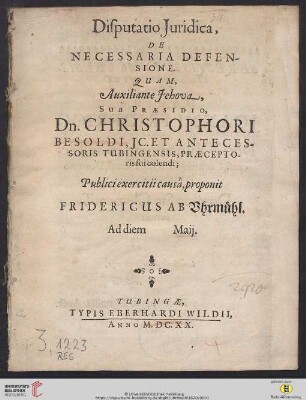 Disputatio Iuridica, De Necessaria Defensione