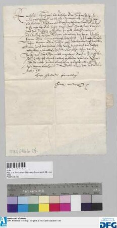 [Dr. iur. utr.] Heinrich [Rudolff] von Weze ersucht die Stadt Nürnberg um Übermittlung von 400 fl. Stadtsteuer durch Hansen Herman und andern der Herrn Welser Diener.