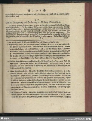 §. 7. Von der Belagerung und Eroberung der Festung Schweidnitz