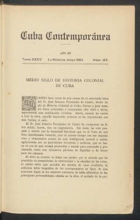Medio siglo de historia colonial de Cuba