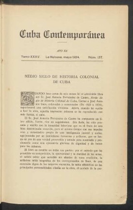Medio siglo de historia colonial de Cuba