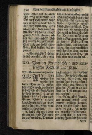 XXI. Von der Freundlichkeit und Leutseligkeit Gottes und Jesu.