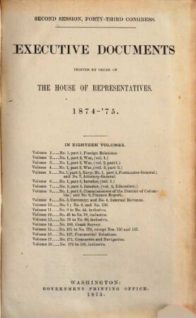 House documents. [276,12.] 1874/75 = Congress 43, Sess. 2