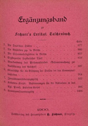 Ergänzungsband