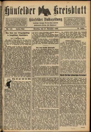 Zweite Ausgabe vom Samstag, den 27. November 1926.