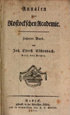 Annalen der Rostockschen Academie. 10. 1802
