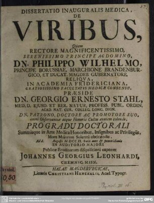 Dissertatio Inauguralis Medica, De Viribus
