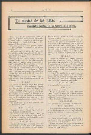 La música de las balas : Amenidades científicas de los horrores de la guerra