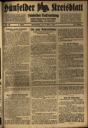 Zweite Ausgabe vom Donnerstag, den 02. März 1933.