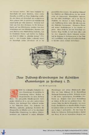 Neue Baldung-Erwerbungen der städtischen Sammlungen zu Freiburg i. Br.
