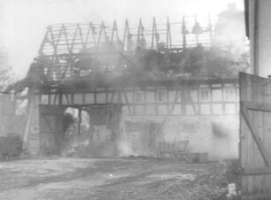 Türchau. Brand eines Wohnstallhauses