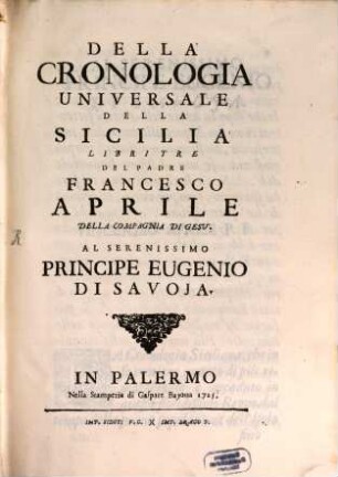 Della cronologia universale della Sicilia
