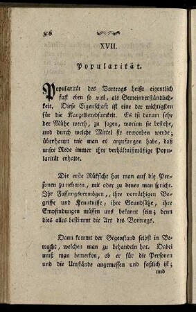 XVII. Popularität.