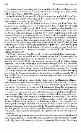 Hagemann, Karen :: Frauenalltag und Männerpolitik, Alltagsleben und gesellschaftliches Handeln von Arbeiterfrauen in der Weimarer Republik : Bonn, Dietz, 1990