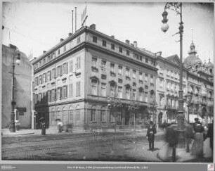Zeil 36 (jetzt Zeil 94) "Palais Mumm" und Zeil 34 (jetzt Zeil 92) "Palais Rothschild von Südwesten