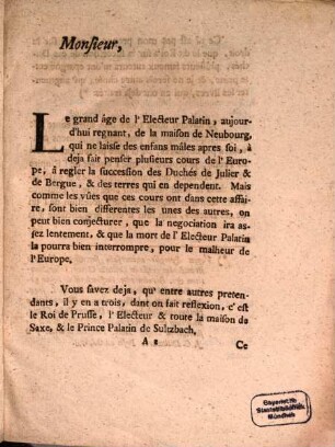 Lettre d'un Hambourgois à un Hollandois ...