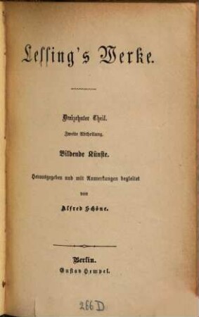 Lessing's Werke, 13,2. Bildende Künste
