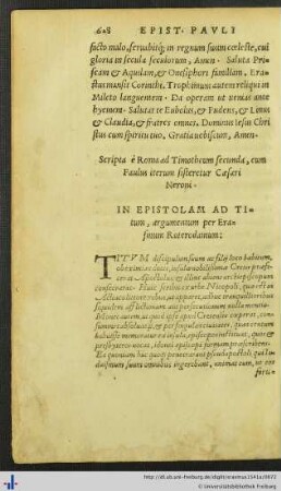 In Epistolam ad Titum argumentum.