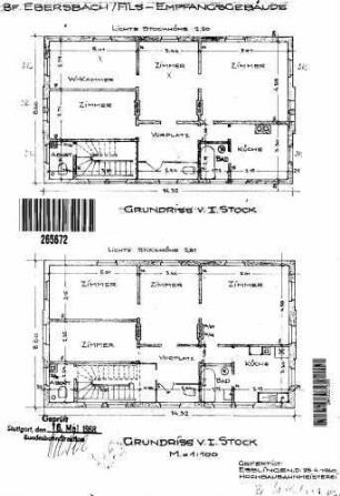 Ebersbach (Fils): Empfangsgebäude Grundrisse 1. und 2.Stock