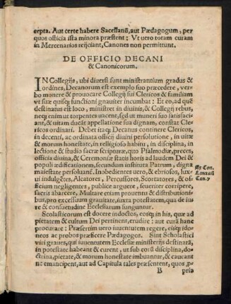 De Officio Decani & Canonicorum.