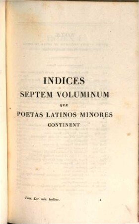 Poetae Latini minores, [8]. Indices