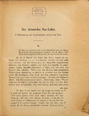 Aristoteles' Nus-Lehre : De an. III, c. 4 - 8 incl.