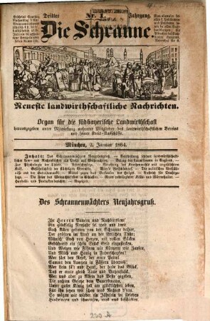 Die Schranne : Wochenblatt für praktische Landwirthschaft ; Organ des Landesprodukten- und Waarenmarktes in München. 3. 1864