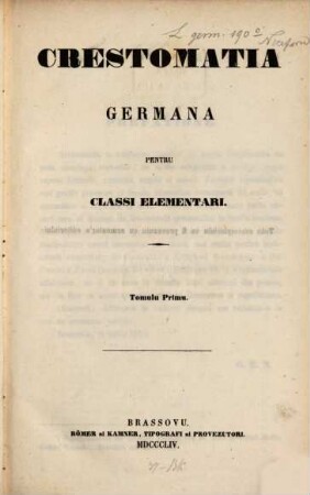 Crestomatia Germana pentru classi elementari : Tom. I