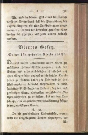 Viertes Gesetz. Sorge für gesunde Kleidertracht