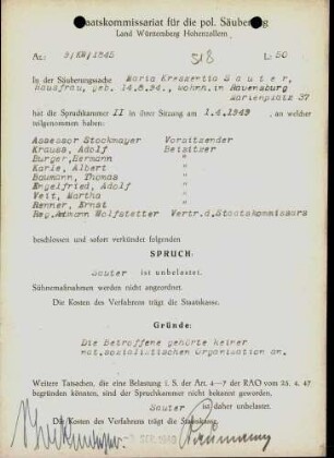 Sauter, Maria Kreszentia